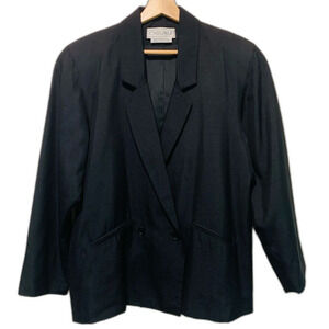 Vintage Carlisle 100% Silk Black Blazer Classic Double Breasted Suit Jacket 8